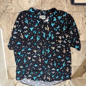 Size 4XL Tipsy Elves Cactus Print Black Shirt